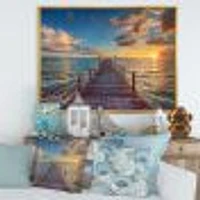 Brilliant Sunrise over Sea Pier  Canvas Wall Art