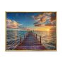 Brilliant Sunrise over Sea Pier  Canvas Wall Art