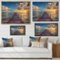 Brilliant Sunrise over Sea Pier  Canvas Wall Art