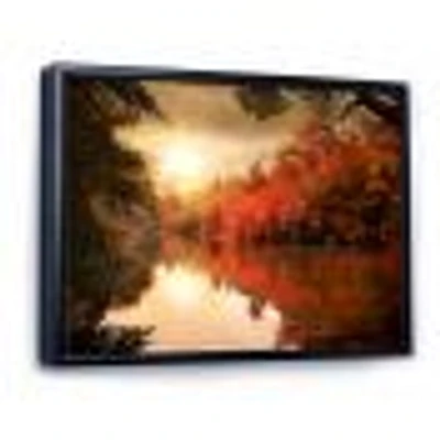 Colorful Fall Sunset over River  Artwork Canvas Print
