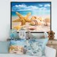 Starfish and Seashells on Beach Canvas Wall Art Print