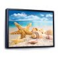 Starfish and Seashells on Beach Canvas Wall Art Print