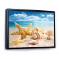 Starfish and Seashells on Beach Canvas Wall Art Print