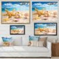 Starfish and Seashells on Beach Canvas Wall Art Print
