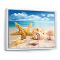 Starfish and Seashells on Beach Canvas Wall Art Print