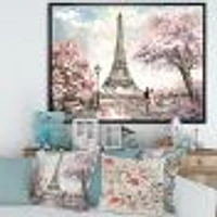 Eiffel with Pink Flowers Canvas Art Print