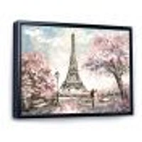 Eiffel with Pink Flowers Canvas Art Print