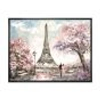 Eiffel with Pink Flowers Canvas Art Print