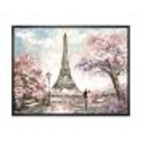 Eiffel with Pink Flowers Canvas Art Print