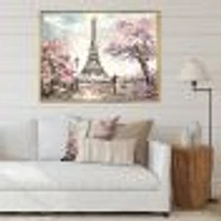 Eiffel with Pink Flowers Canvas Art Print