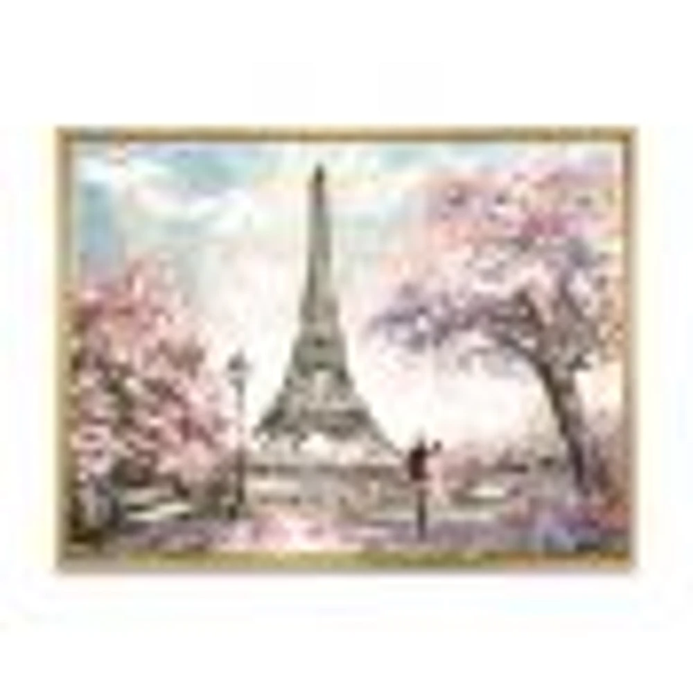 Eiffel with Pink Flowers Canvas Art Print
