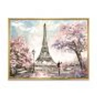 Eiffel with Pink Flowers Canvas Art Print