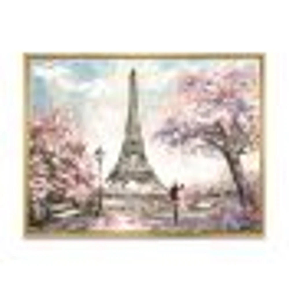 Eiffel with Pink Flowers Canvas Art Print