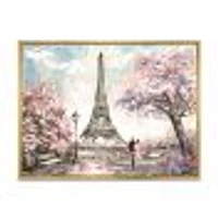 Eiffel with Pink Flowers Canvas Art Print