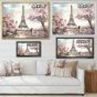 Eiffel with Pink Flowers Canvas Art Print