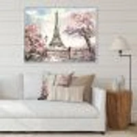 Eiffel with Pink Flowers Canvas Art Print