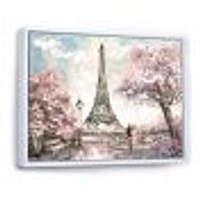 Eiffel with Pink Flowers Canvas Art Print