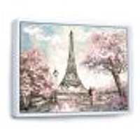 Eiffel with Pink Flowers Canvas Art Print