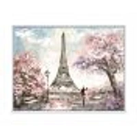 Eiffel with Pink Flowers Canvas Art Print