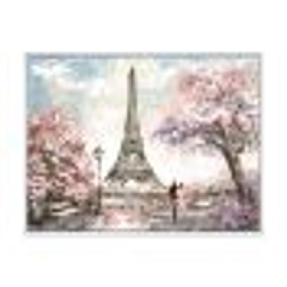 Eiffel with Pink Flowers Canvas Art Print