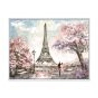 Eiffel with Pink Flowers Canvas Art Print