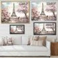 Eiffel with Pink Flowers Canvas Art Print