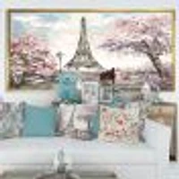 Eiffel with Pink Flowers Canvas Art Print