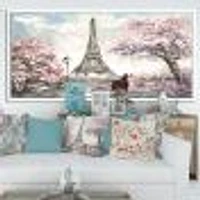 Eiffel with Pink Flowers Canvas Art Print