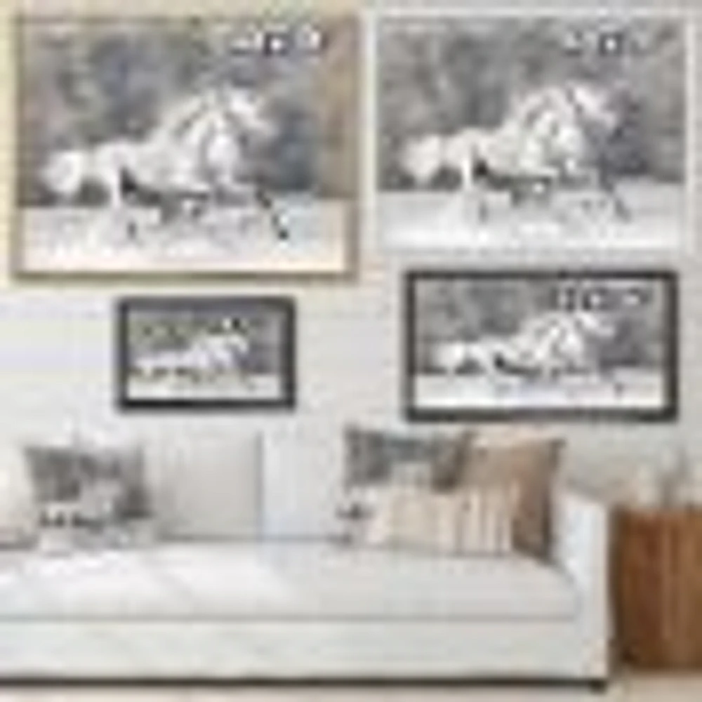 Two White Horse  Wall Art Canvas
