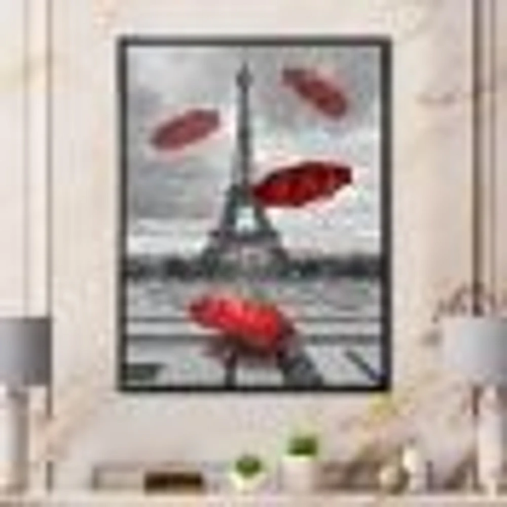 Flying Umbrella with Eiffel Tower Canvas
