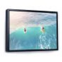 Surfers on A Bright Sunny Ocean Wave  Wall Art