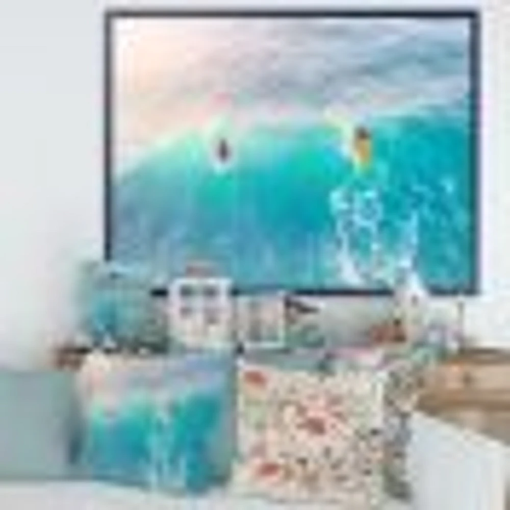 Surfers on A Bright Sunny Ocean Wave  Wall Art
