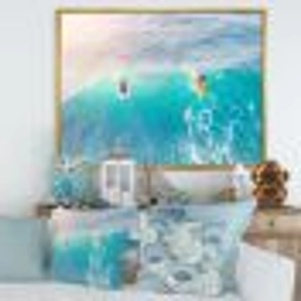 Surfers on A Bright Sunny Ocean Wave  Wall Art