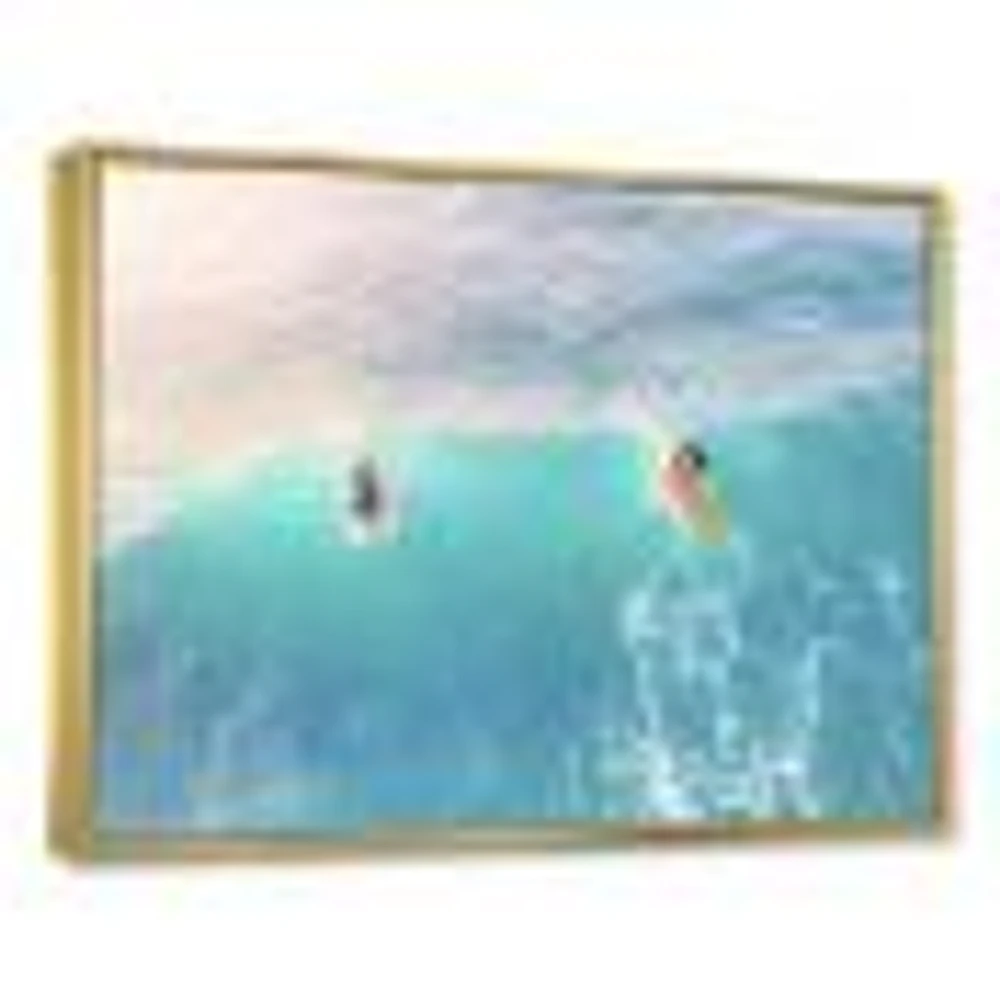 Surfers on A Bright Sunny Ocean Wave  Wall Art