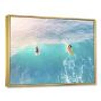 Surfers on A Bright Sunny Ocean Wave  Wall Art