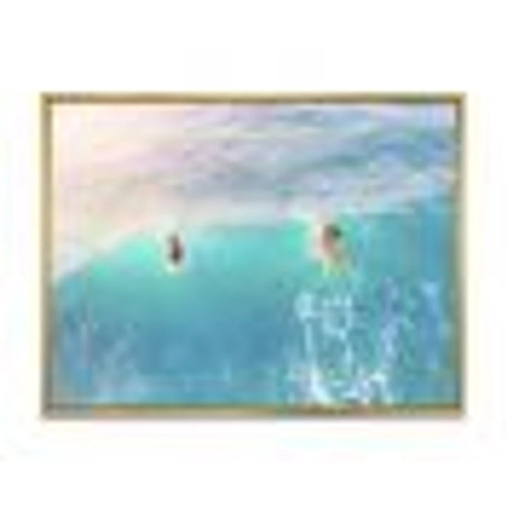 Surfers on A Bright Sunny Ocean Wave  Wall Art