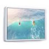 Surfers on A Bright Sunny Ocean Wave  Wall Art