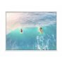 Surfers on A Bright Sunny Ocean Wave  Wall Art