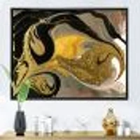 Gold and Black Marbled Rippled Texture I  Wall Art