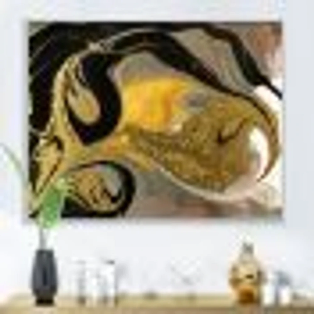 Gold and Black Marbled Rippled Texture I  Wall Art