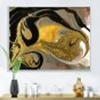 Gold and Black Marbled Rippled Texture I  Wall Art