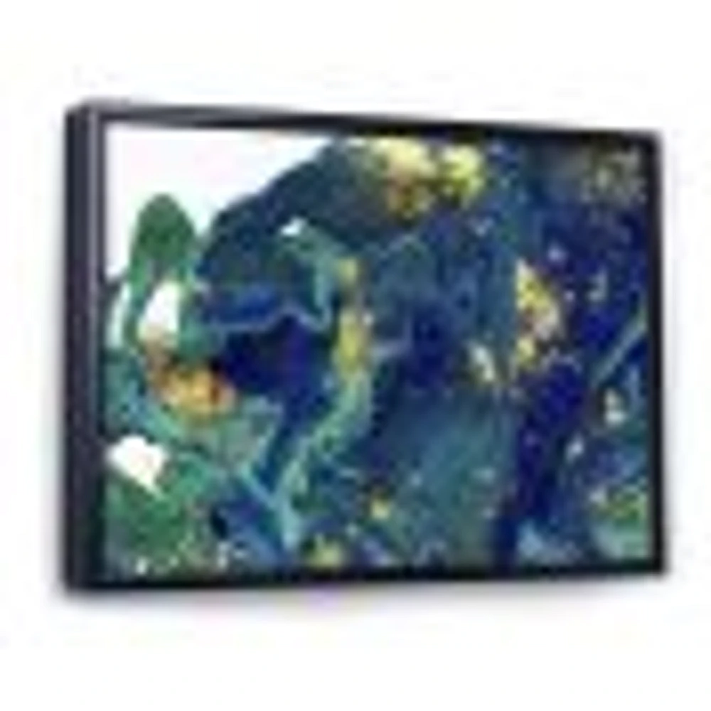 Golden Marble on Dark Blue Universe  Wall Art