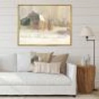 Winter on the Farm house  Canvas Art