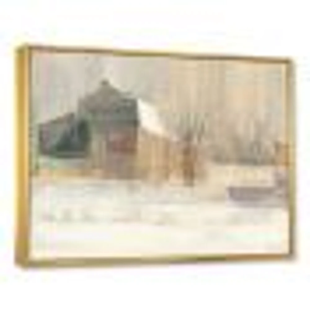 Winter on the Farm house  Canvas Art
