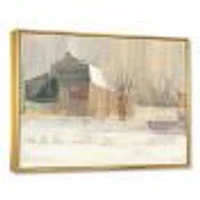 Winter on the Farm house  Canvas Art