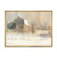 Winter on the Farm house  Canvas Art