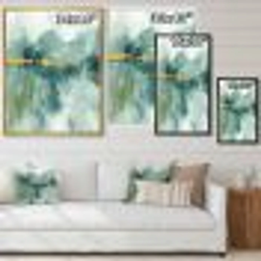 Blue Watercolor Impression with Gold  Wall Art