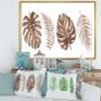 Tropical Monstera and Palm Leaf Terracotta  Wall Art