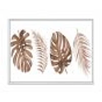 Tropical Monstera and Palm Leaf Terracotta  Wall Art