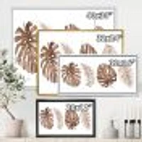 Tropical Monstera and Palm Leaf Terracotta  Wall Art